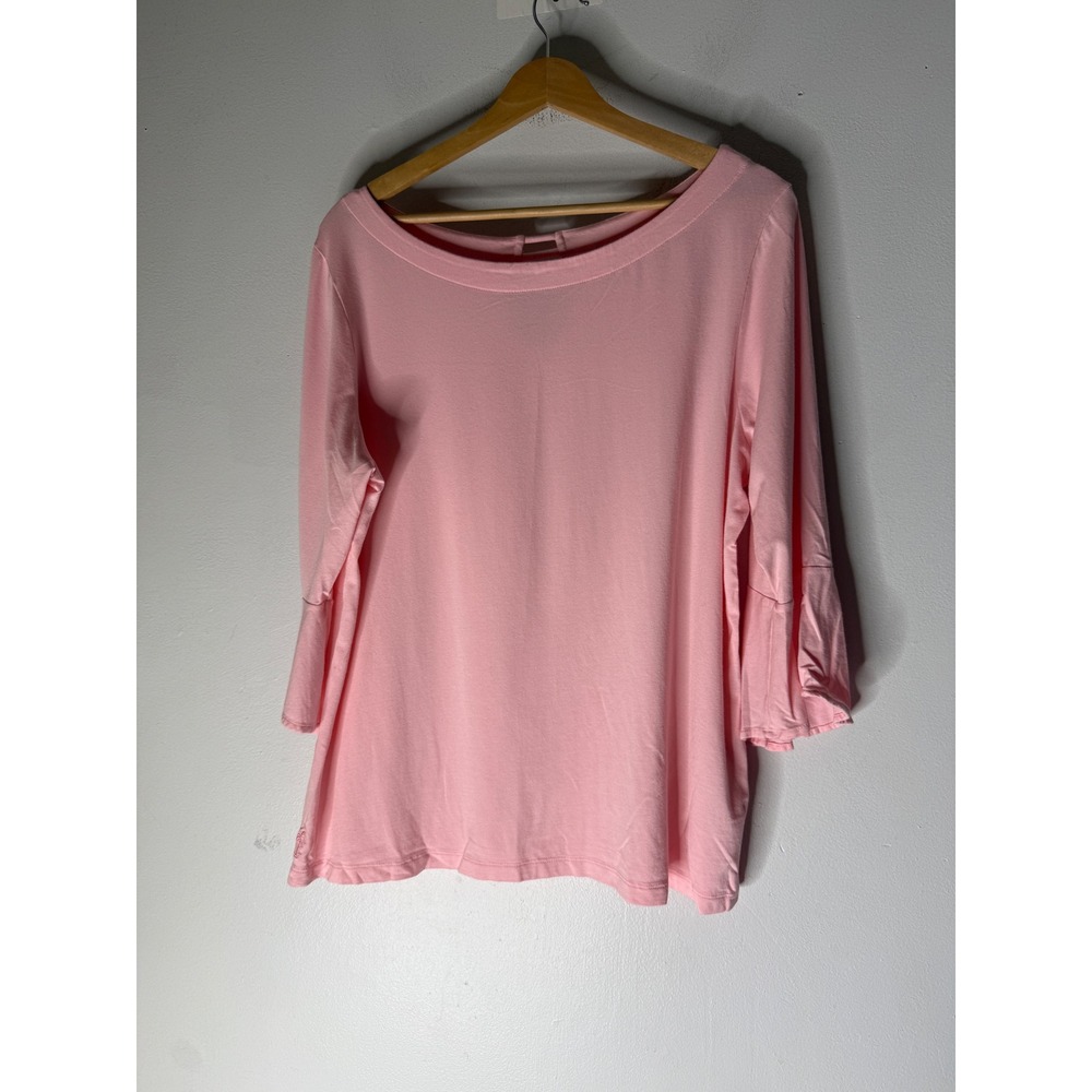 Lilly Pulitzer Pink Pima Cotton Modal Bell Sleeve Keyhole Top XL